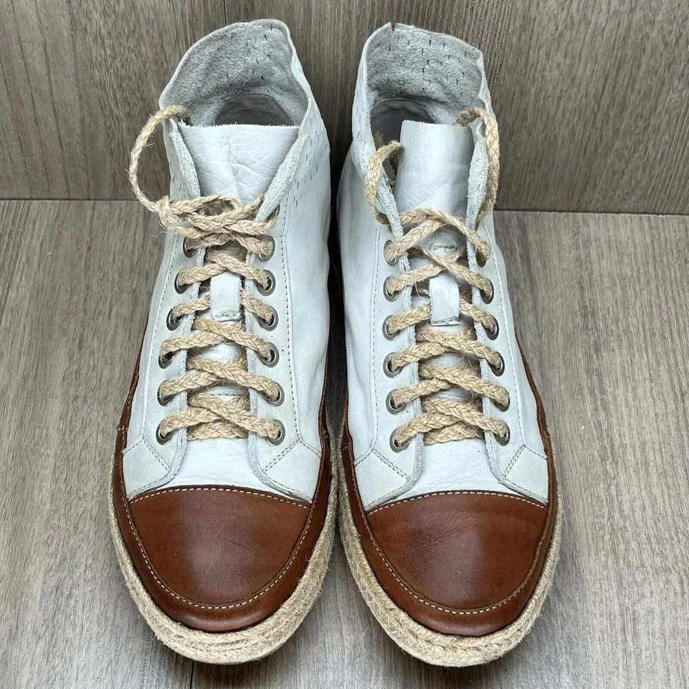 Daniela Fargion Shoes Women Sz 37 US6 Espadrille High Top Sneakers Leather White
